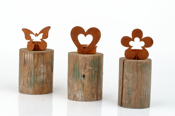 Rustikálny svietnik na čajovú sviečku kvetina 16cm 