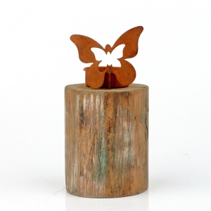 Rustikálny svietnik na čajovú sviečku motýľ 16cm