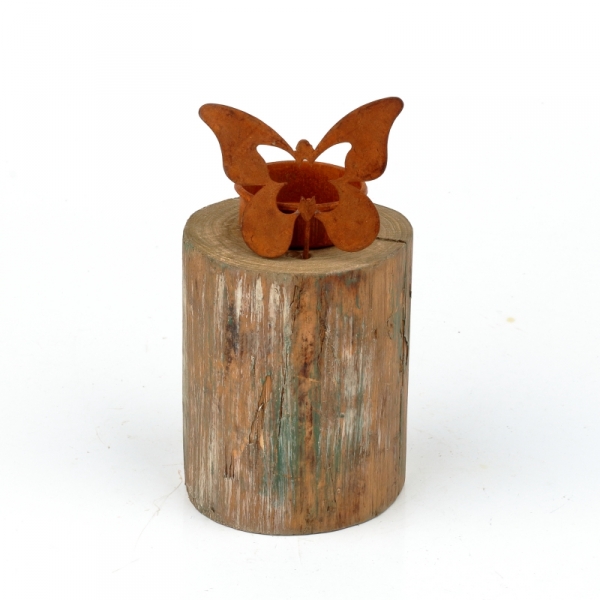 Rustikálny svietnik na čajovú sviečku motýľ 16cm