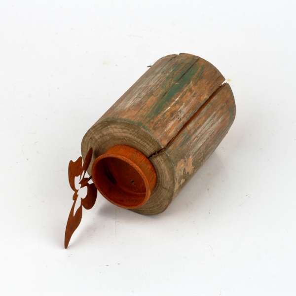 Rustikálny svietnik na čajovú sviečku motýľ 16cm