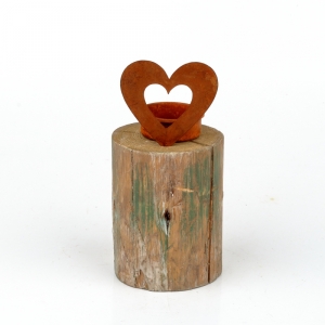 Rustikálny svietnik na čajovú sviečku srdce 16cm