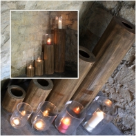 Sada 4 drevených svietnikov klát 31/45/81 /115cm