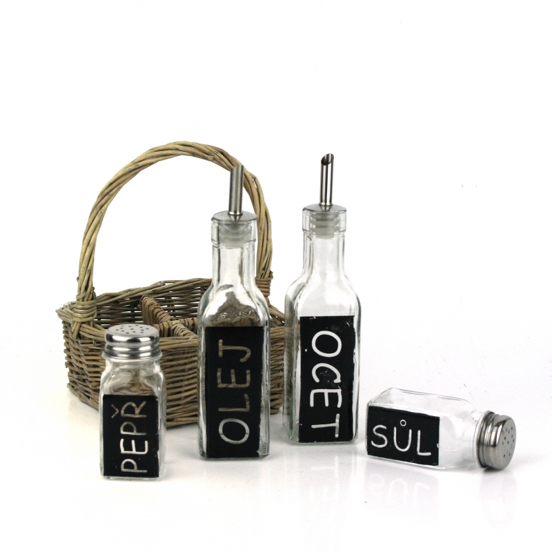 Sada soľ, korenie, olej, ocot