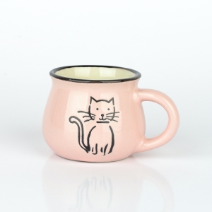 Šálka ​​na espresso s mačkou ružový 95ml