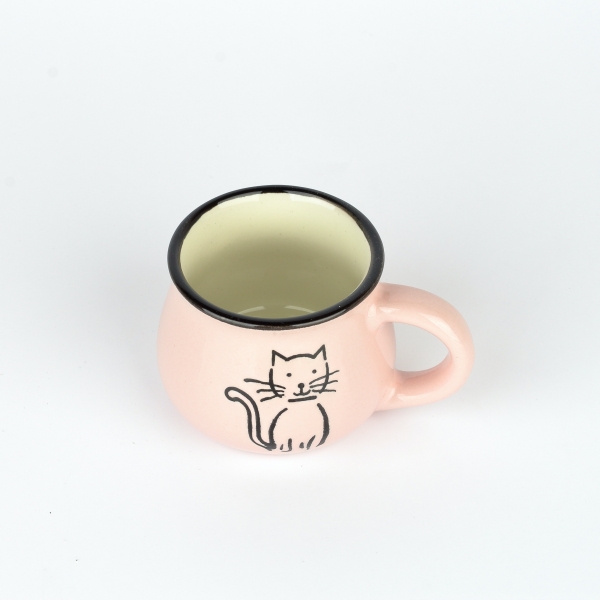 Šálka ​​na espresso s mačkou ružový 95ml
