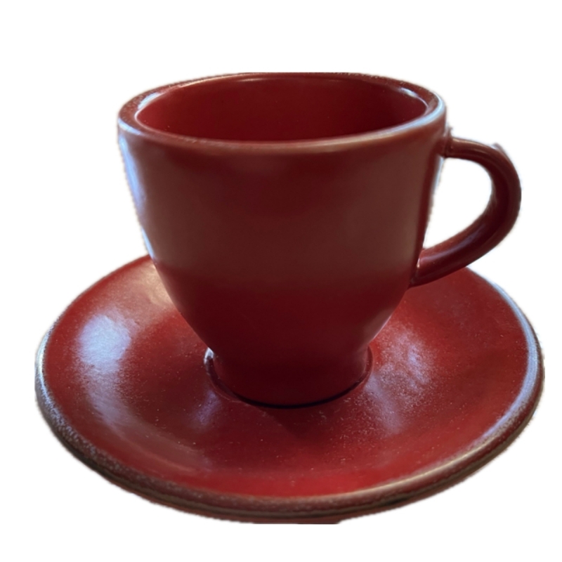 Šálka s tanierikom POSITANO tmavo červený 0,08 l 