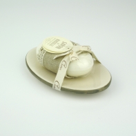 Savon de Marseille keramická mydelnička a mydlo mandle 100g