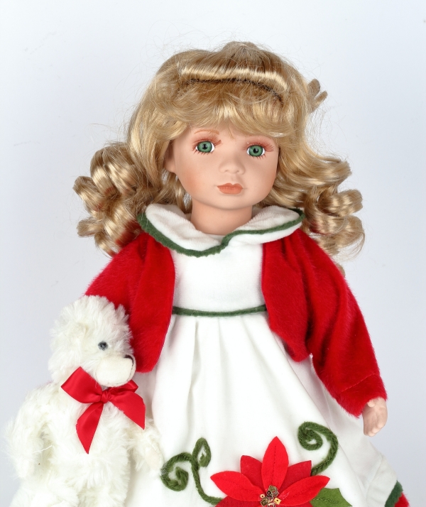 Zberateľská bábika Irma s medvedíkom 47cm