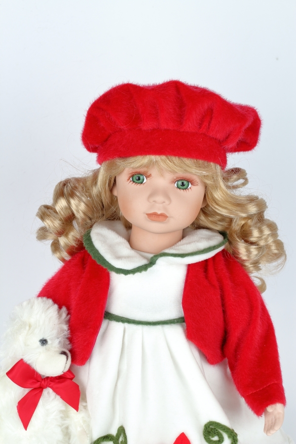 Zberateľská bábika Irma s medvedíkom 47cm