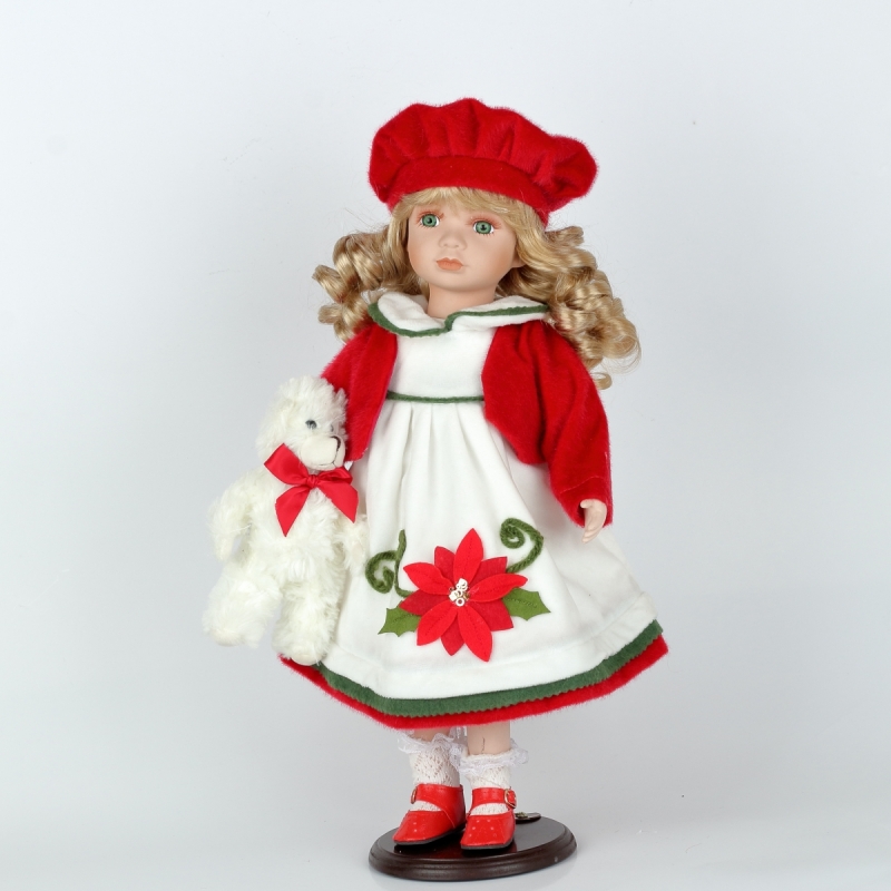 Zberateľská bábika Irma s medvedíkom 47cm