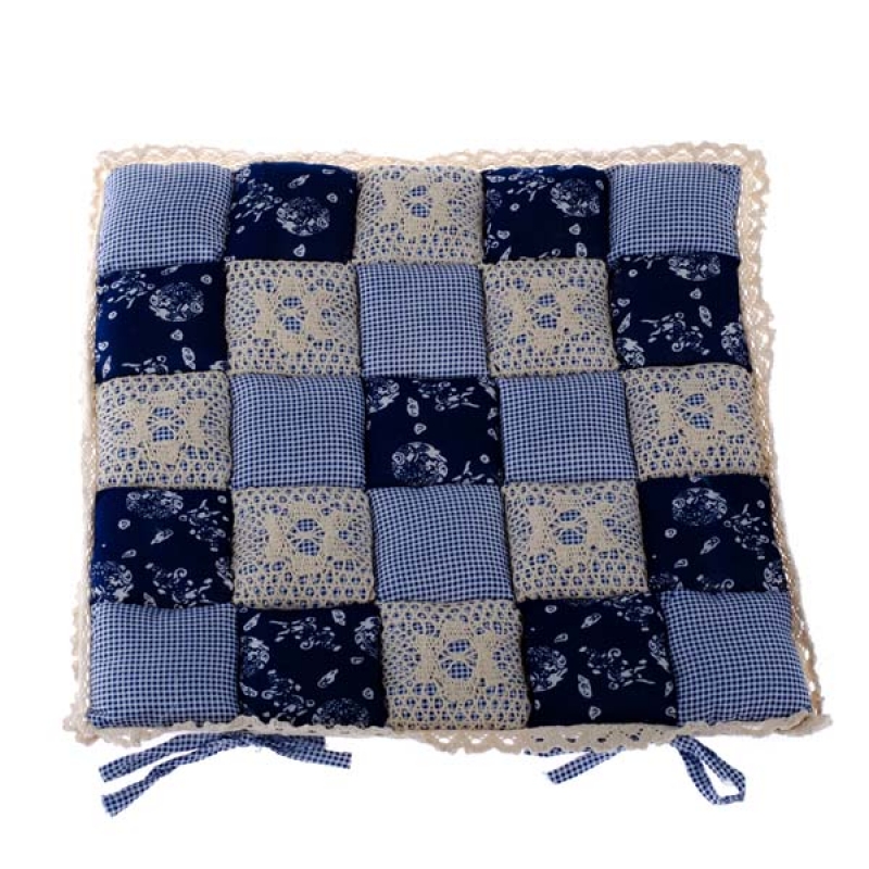 Sedák na stoličku modrý patchwork 40x40cm