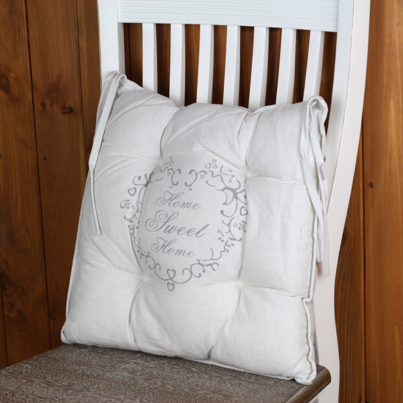 Sedák na stoličku Sweet home biely 40x40cm