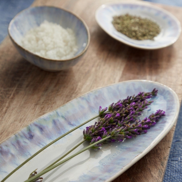 Servírovací tanier oválny BRISA modrý 24 cm keramický