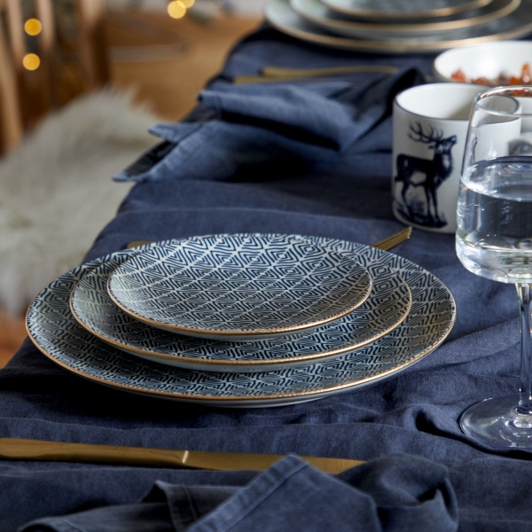 Servírovací tanier s ornamentami 34cm AUGUSTA zlatý okraj