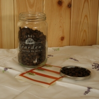 Sklenená dóza Garden 1897 biely text 13cm