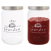 Sklenená dóza Garden 1897 biely text 13cm
