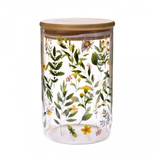 Sklenená dóza na potraviny s bambusovým viečkom