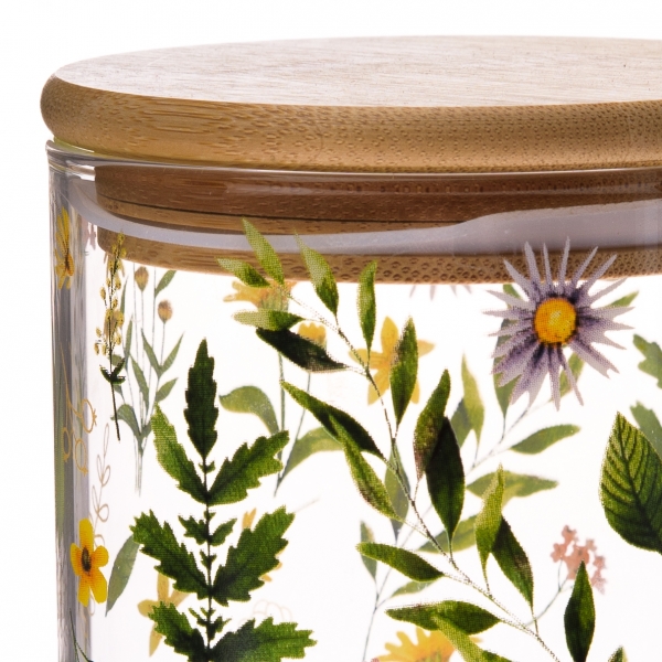 Sklenená dóza na potraviny s bambusovým viečkom