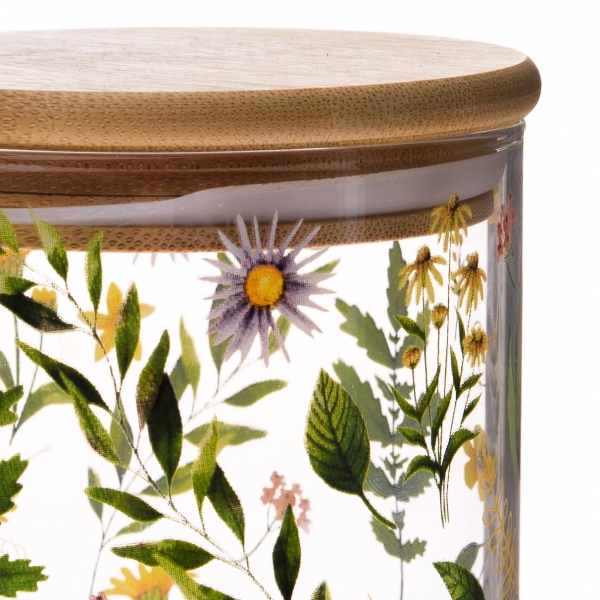 Sklenená dóza na potraviny s bambusovým viečkom