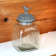 Sklenená dóza na potraviny s vtáčikom 31cm
