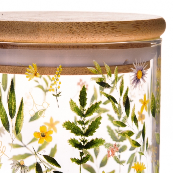 Sklenená dóza s vekom - bambus