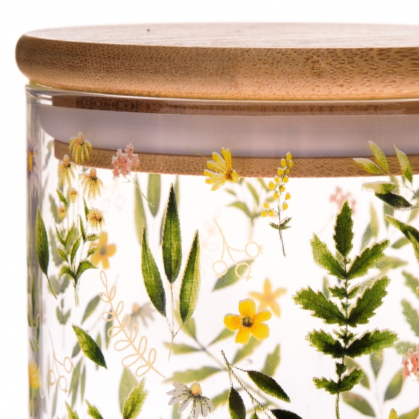 Sklenená dóza s vekom - bambus