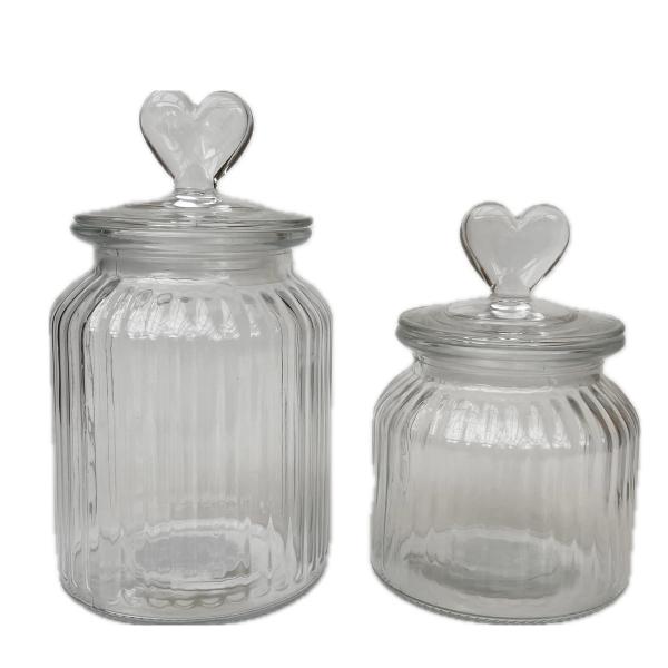 Sklenená dóza so srdiečkom 15 x 10 cm