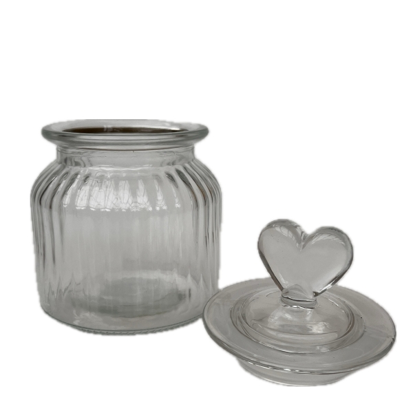 Sklenená dóza so srdiečkom 15 x 10 cm
