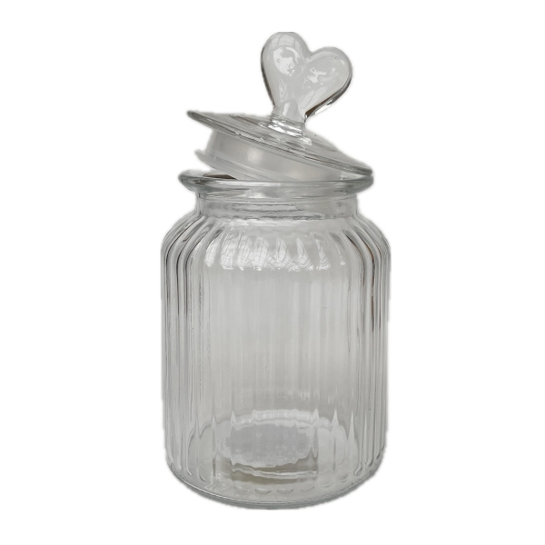 Sklenená dóza so srdiečkom 19 × 10 cm