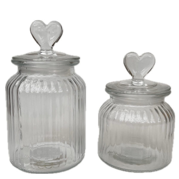 Sklenená dóza so srdiečkom 19 × 10 cm