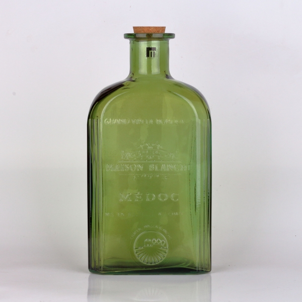 Sklenená fľaša s korkovým uzáverom olivovo zelená 4,6l