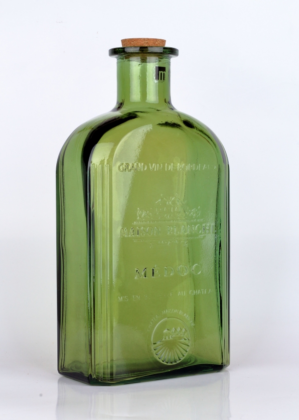 Sklenená fľaša s korkovým uzáverom olivovo zelená 4,6l