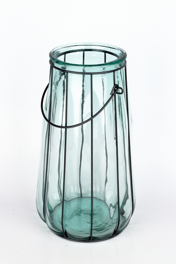 Sklenená váza transparentna z recyklovaného skla 36cm