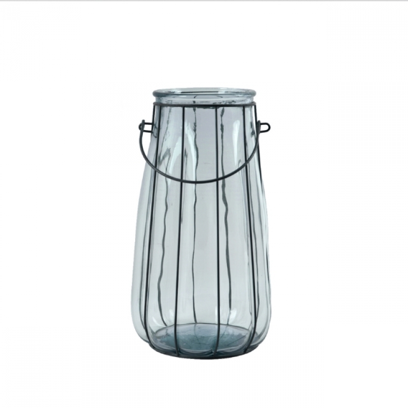 Sklenená váza transparentna z recyklovaného skla 36cm