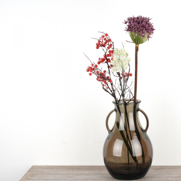 Sklenená váza hnedá 33cm