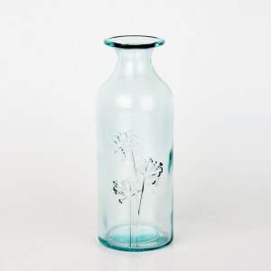 Sklenená váza z recyklovaného skla s kvetinami 19cm