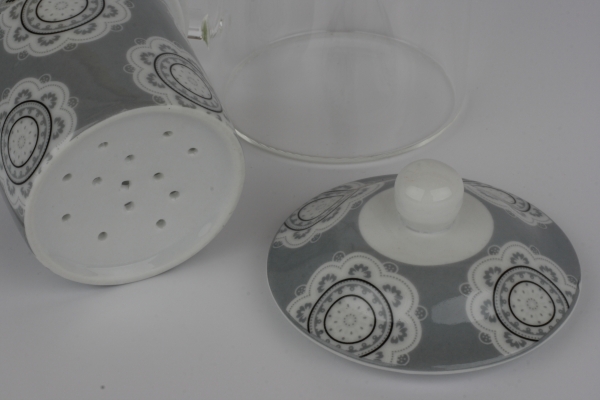 Sklenený hrnček sa sitkom na sypaný čaj 300ml