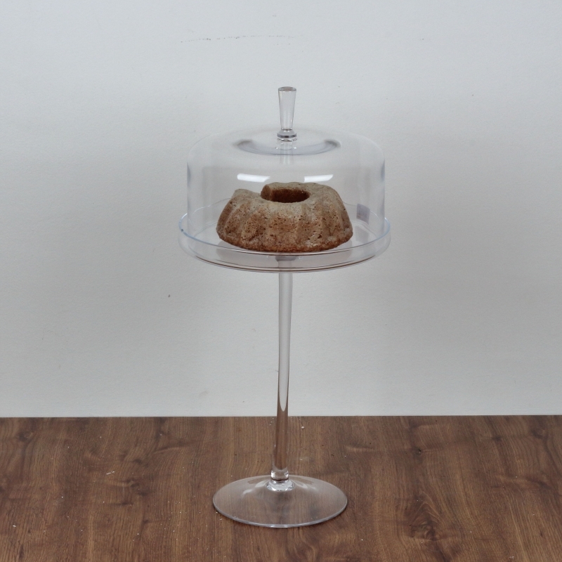 Sklenený podnos s poklopom na vysokej nôžke 28cm