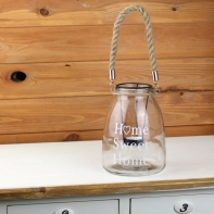 Sklenený svietnik Home sweet home 20cm