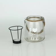 Sklenený svietnik I love home 14cm