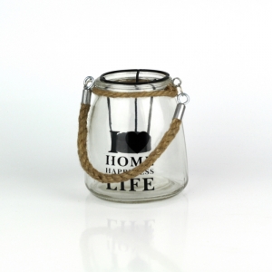 Sklenený svietnik I Love Home menšie