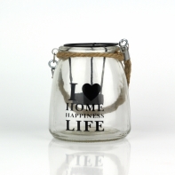 Sklenený svietnik I Love Home menšie