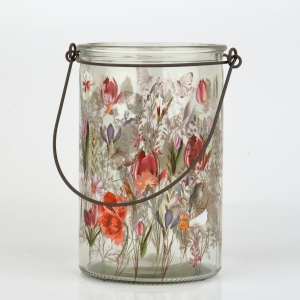 Sklenený svietnik maľovaný 15cm