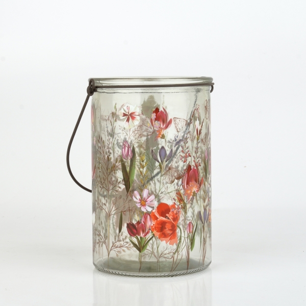 Sklenený svietnik maľovaný 15cm