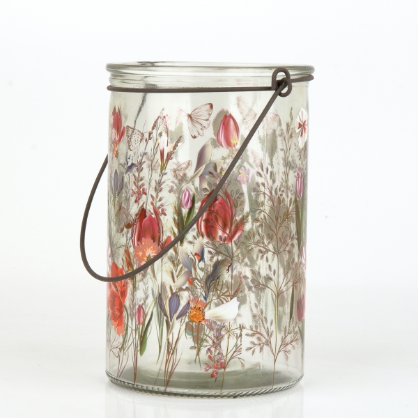 Sklenený svietnik maľovaný 15cm