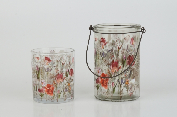 Sklenený svietnik maľovaný 15cm