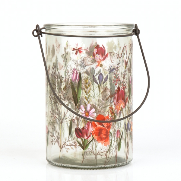 Sklenený svietnik maľovaný 15cm