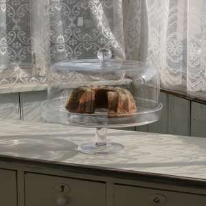 Sklenený tácka na tortu s poklopom 32cm