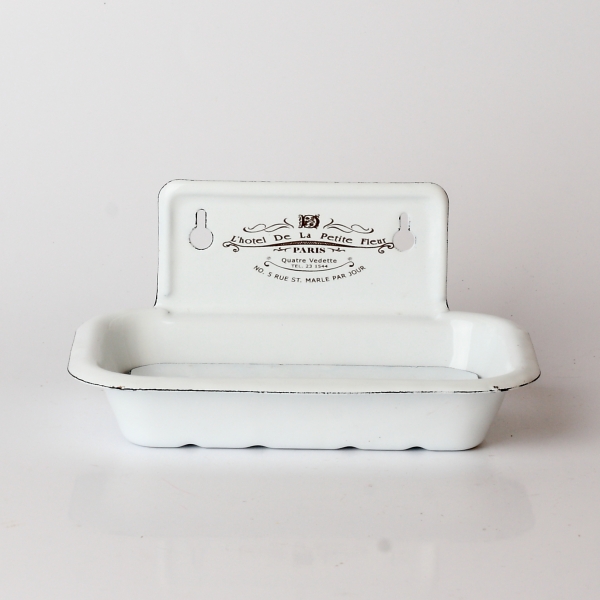 Smaltovaná mydelnička biela 16x10cm