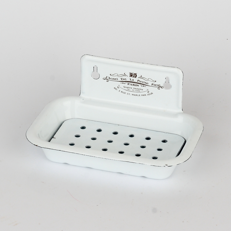 Smaltovaná mydelnička biela 16x10cm